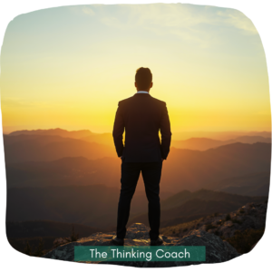 Cortical Thinking: leader observing a wide mountain landscape, symbolizing awareness and conscious perspective