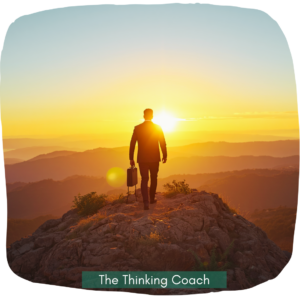 Cortical Thinking: professional walking toward a bright horizon, symbolizing becoming what you think about